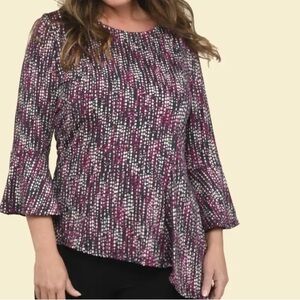 Top Bell-Sleeve with Asymmetric Hemline Multicolor Top Size XL